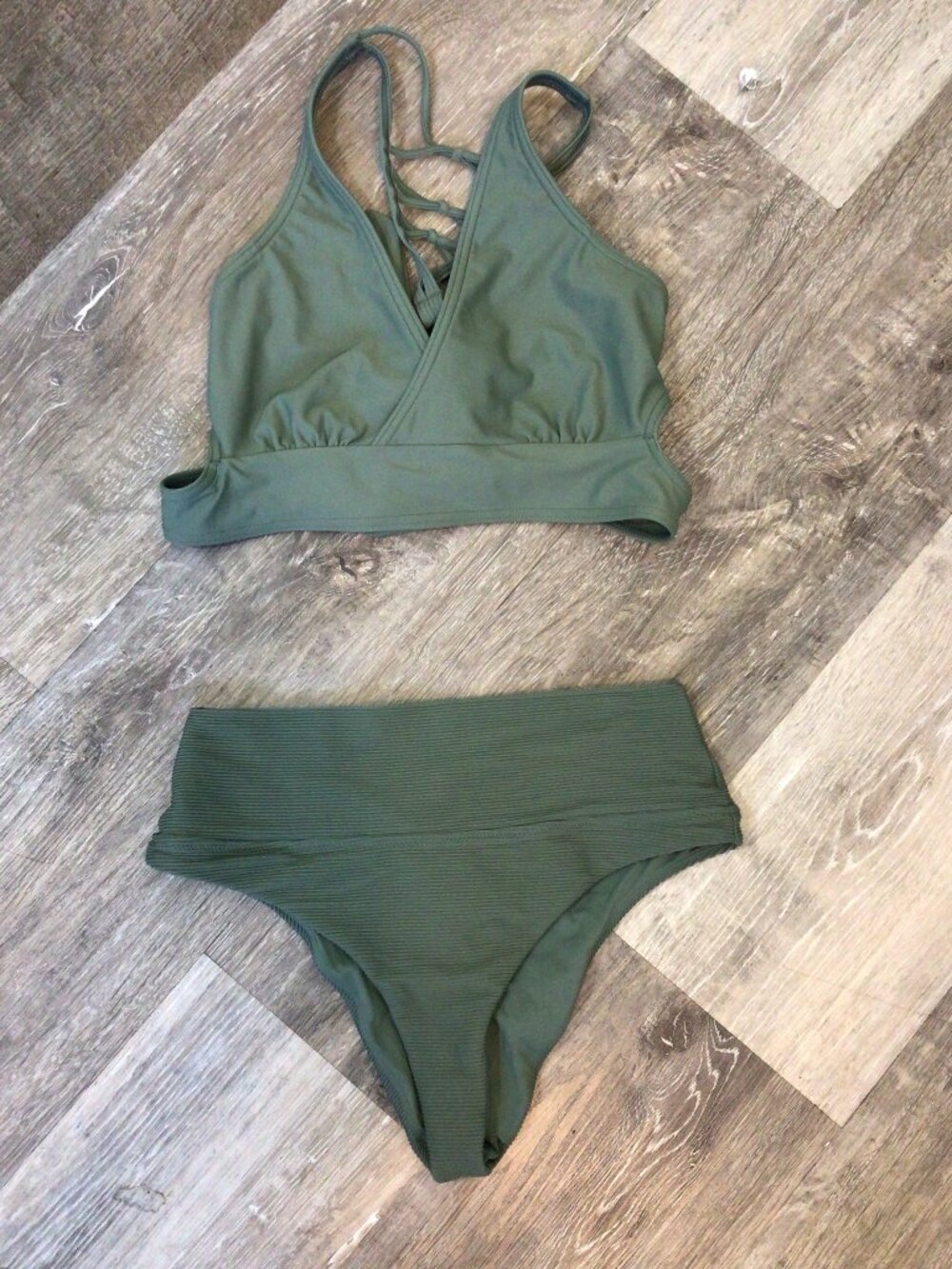 Prana Sage Green Bikini Swim Suit Medium Top Small Bottom
